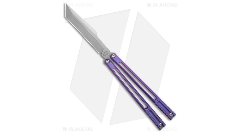 Franken Forge Blades Voltaic Butterfly Folding Knife, 4.38in, CPM S35VN, Tanto Blade, Titanium, Blue/Purple Handle, Blue/Purple/Gray, 9.88 inch, BHQ-187730