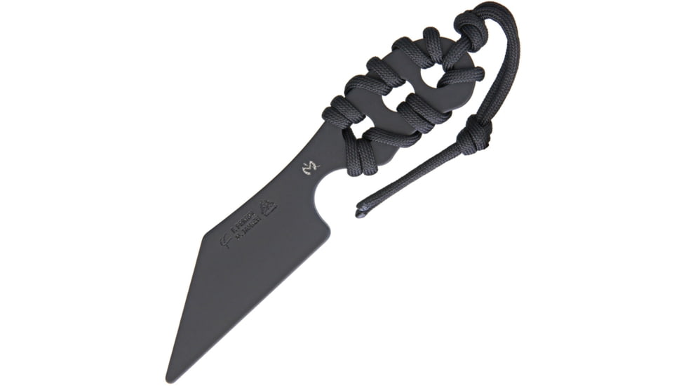Fred Perrin Michael Janich Fusion Trainer Knife, 6.25in Overall, 3.25in Unsharpened Blade, Black Cord Wrapped Handle, One Piece Black G10 Construction, Black Kydex Neck Sheath, FP1805
