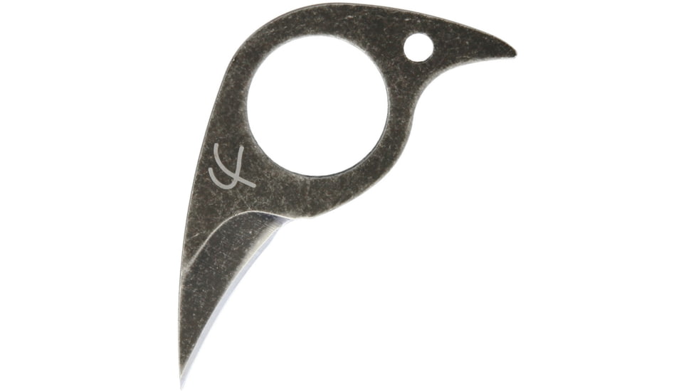 Fred Perrin Mini-Pic Knife, 2.75in Overall, 1.25in Black Stonewash 440C SS Blade, Finger Ring, One-Piece Construction, Black Kydex Sheath, FP1803