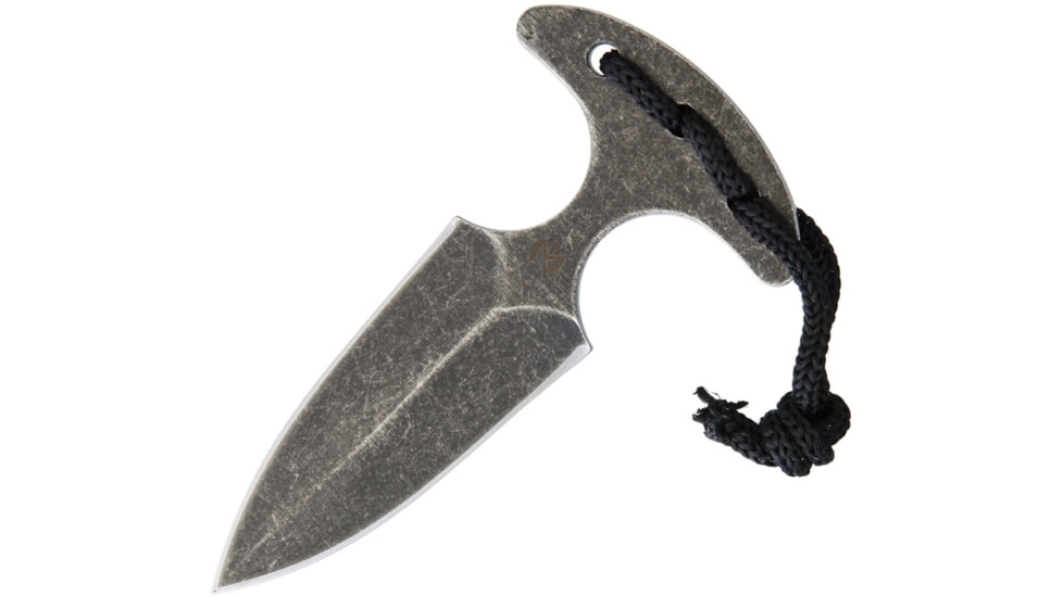 Fred Perrin Push Dagger Knives - Push Dagger, 4in Overall, 2.5in Black Stonewash Double Edge 440C SS Blade, One-Piece Construction, Black Kydex Neck Sheath, FP1802