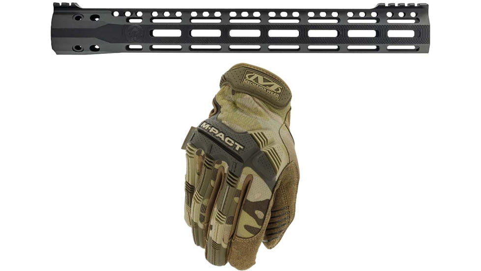 Free Mechanix Wear M-Pact Tactical Gloves - Mens, Multicam, 2XL w/Purchase of Troy Industries X Series Free Float M-LOK Handguard AR-15 Aluminum Battle Rail, Black, 15.125in