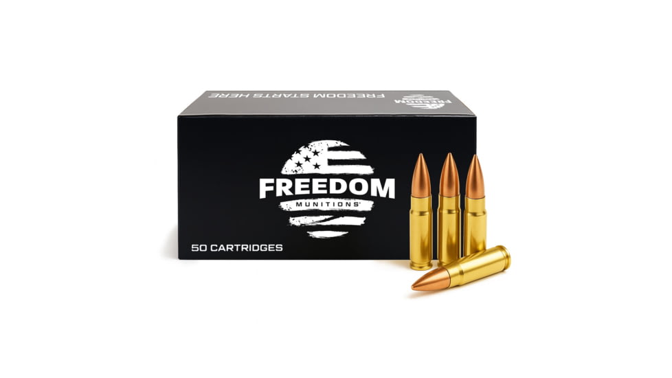 Freedom Munitions .300 Blackout 125 Grain Full Metal Jacket Brass Rifle Ammo, 50 Rounds, FM300F125N50