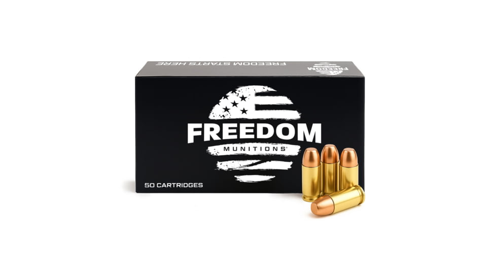 Freedom Munitions 9mm Luger 135 Grain Round Nose Flat Point Brass Pistol Ammo, 50 Rounds, FM9RF135N50
