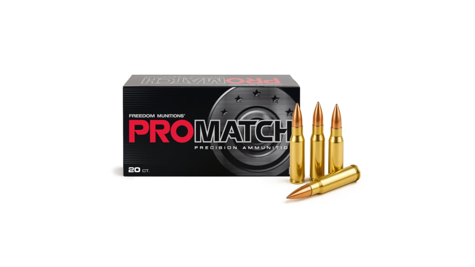 Freedom Munitions ProMatch .308 Winchester 155 Grain HPBT Brass Rifle Ammo, 20 Rounds, FMS308H155N20