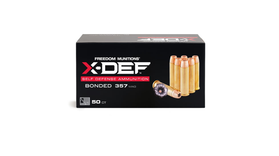 Freedom Munitions X-DEF Defense .357 Magnum 158 Grain Hollow Point Brass Pistol Ammo, 50 Rounds, FMX357XD158N50