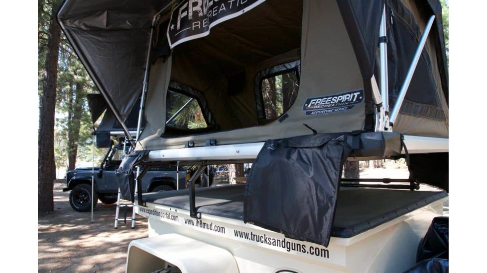 Freespirit Recreation Adventure Series Manual 49in Roof Top Tent, Olive Body/Blk Fly/Blk PVC Cover, RTAM49705