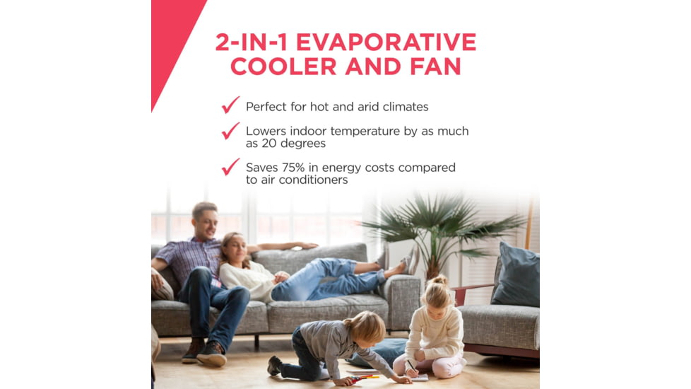 Frigidaire 2-in-1 Evaporative Air Cooler and Fan, Cools 250 sq ft, White, White, EC200WF