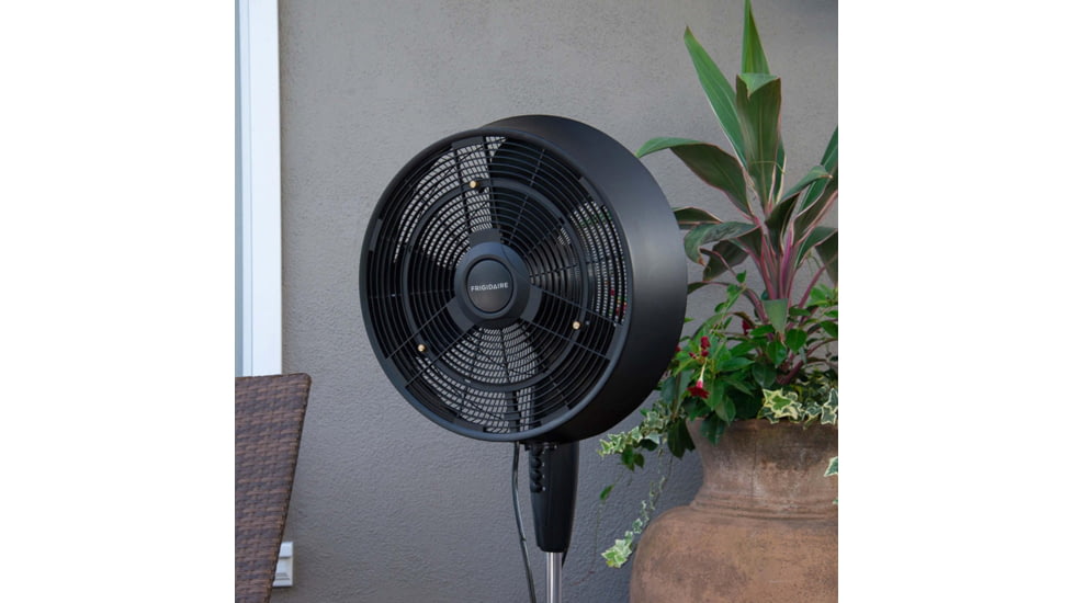 Frigidaire Outdoor Misting Fan/Pedestal Fan, Black, Cools 500 sq ft, FMF2K5BK00