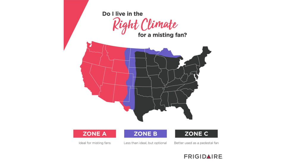 Frigidaire Outdoor Misting Fan/Pedestal Fan, Black, Cools 500 sq ft, FMF2K5BK00