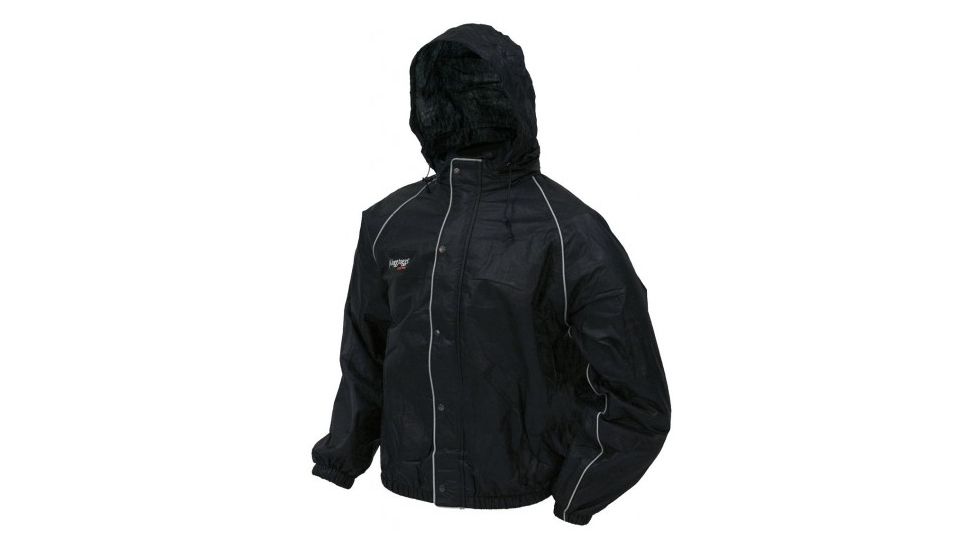 Frogg Toggs Road Toad Rain Jacket, Black w/ Silver, LG FT63132-01LG
