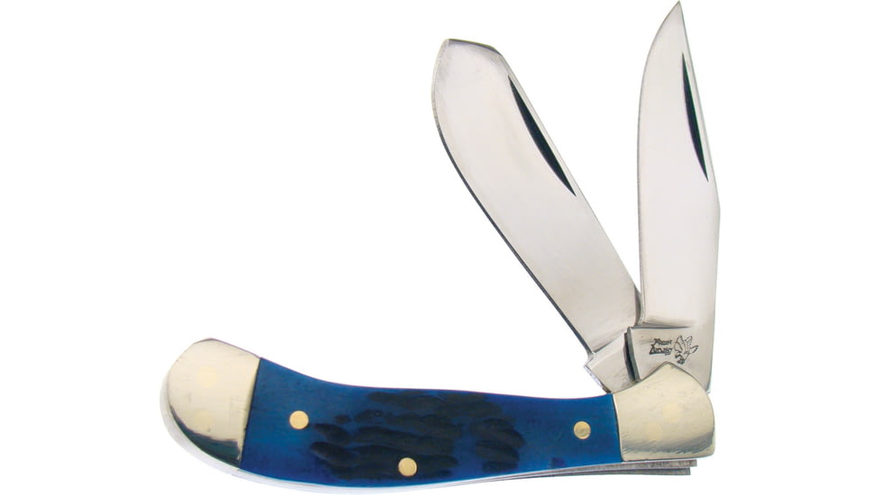 Frost Baby Saddlehorn Folding Knife, blue, Blue pick bone handle, 14-972BLPB