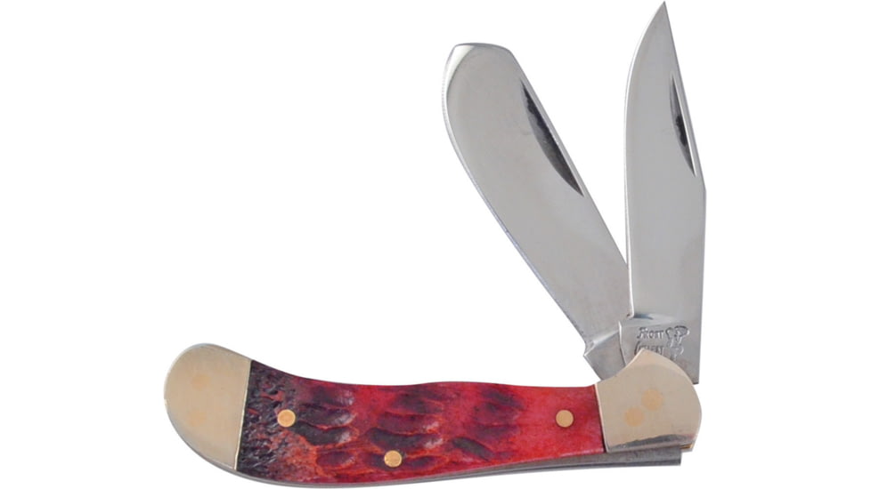 Frost Baby Saddlehorn Folding Knife, Dark red, Dark red jigged bone handle, 14-972DRWJ