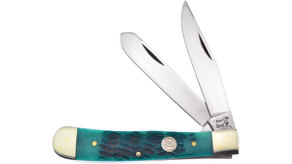 Frost Big Game Trapper Folding Knife, Jade jigged bone handle, 14-312JGJ