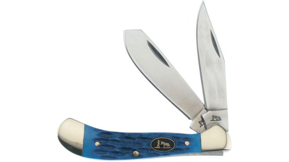 Frost Blackhills Saddlehorn Folding Knife,Stainless Steel,Clip and Spey,Dakota Blue,Pick Bone Handle FBKH111DBL