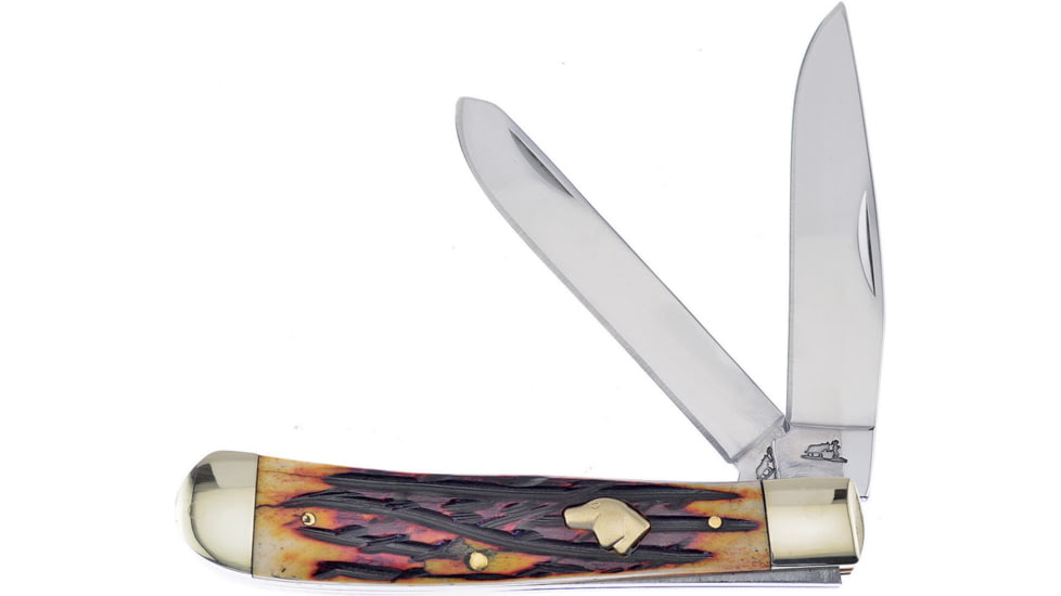 Frost Blue Tick Trapper Winter Folding Knife, 4.25in Closed, Mirror Stainless Clip/Spey Blades, Winter Aged Bone Handle, BKH-108WABS