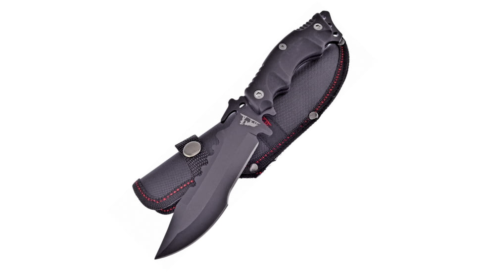 Frost Bowie ABS Fixed Blade Knife, Blackhills Steel, 10in Overall, 5in Black 3Cr13 SS Clip Point Blade, Black ABS Handle, Black Nylon Belt Sheath, Black, BKH-011B