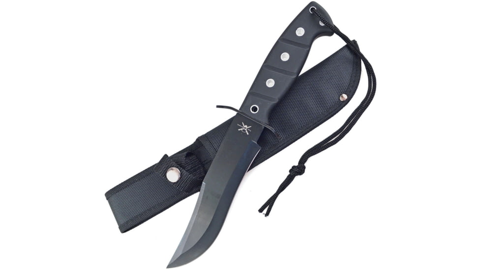 Frost Bowie Black Rubber w/Sheath Knife, 7 black finish stainless clip point blade, Black rubber handle, TX-0066B/B