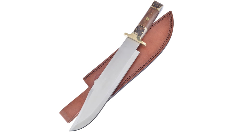 Frost Bowie Bone/Wood Knife, 10.25 satin finish stainless blade, Stag bone and walnut handle, TS-03WD/ST