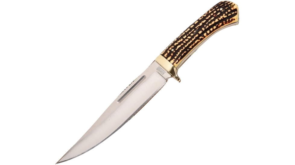 Frost Bowie Copper Guard Knife, 7 satin finish stainless clip point blade, Stag bone resin handle, SHP-137SBR