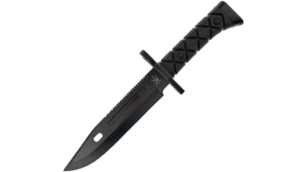 Frost Bowie Knife Tac Xtreme 13.5in overall, 8 black finish sawback 3Cr13 stainless clip point, Black rubberized ABS handle, TX-41B