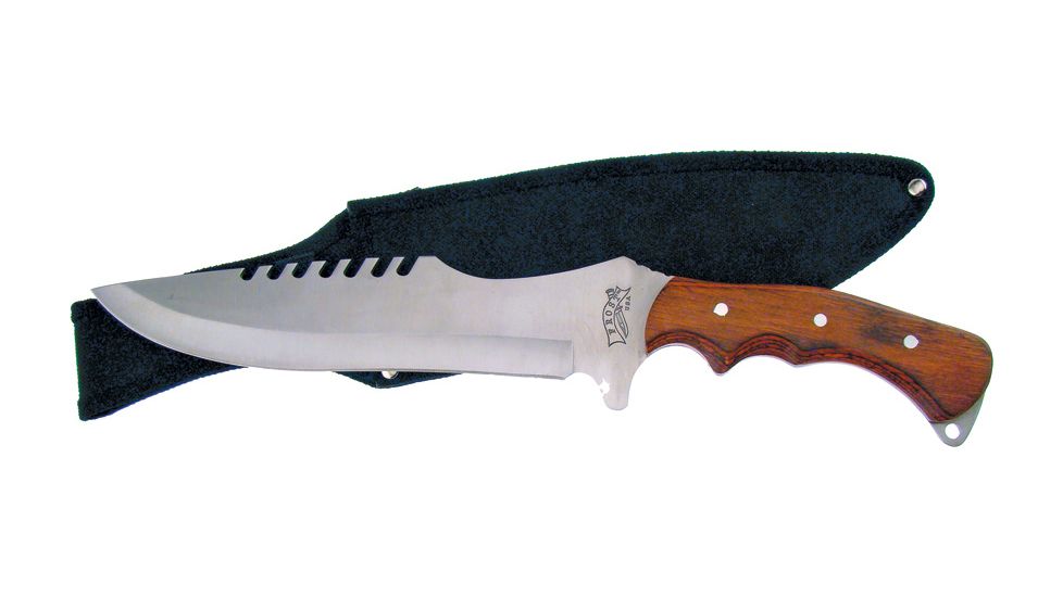 Frost Bowie Pakkawood Fixed Blade Knife, 9.5in, Satin, Brown, Pakkawood Handle F18307PW