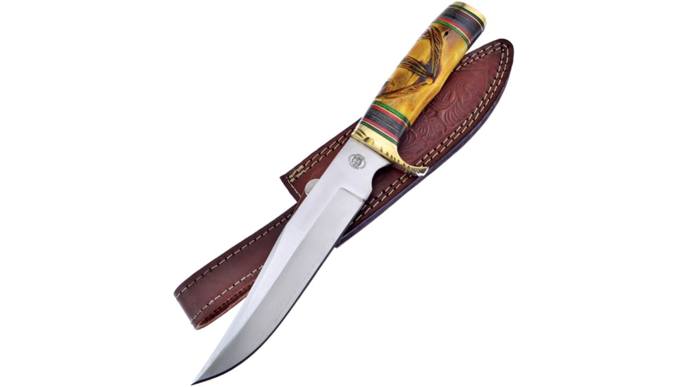 Frost Bowie Yellow Bone w/Sheath Knife, 7 satin finish stainless blade, Yellow bone handle, CW-609YB