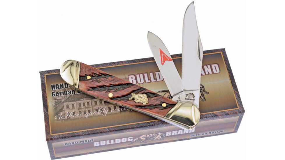 Frost Bulldog Copperhead Brindle Folding Knife,Clip and Pen,Wormgroove Brindle,Bone Handle FBDG027BRBN