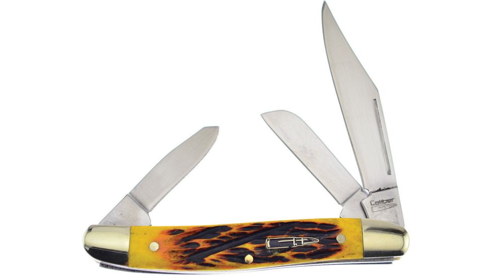 Frost Caliber Stockman Sagebrush Folding Knife,Stainless Steel,Standard Edge,Clip,Spey and Sheepsfoot,Mirror Polish,Sagebrush,Jigged Bone Handle, CAL-112