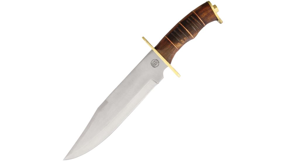 Frost Chipaway Bear Hunter Bowie Fixed Blade Knife, 9.5in, Stainless Steel, Standard Edge, Satin, Brown, Wood Handle FCW903