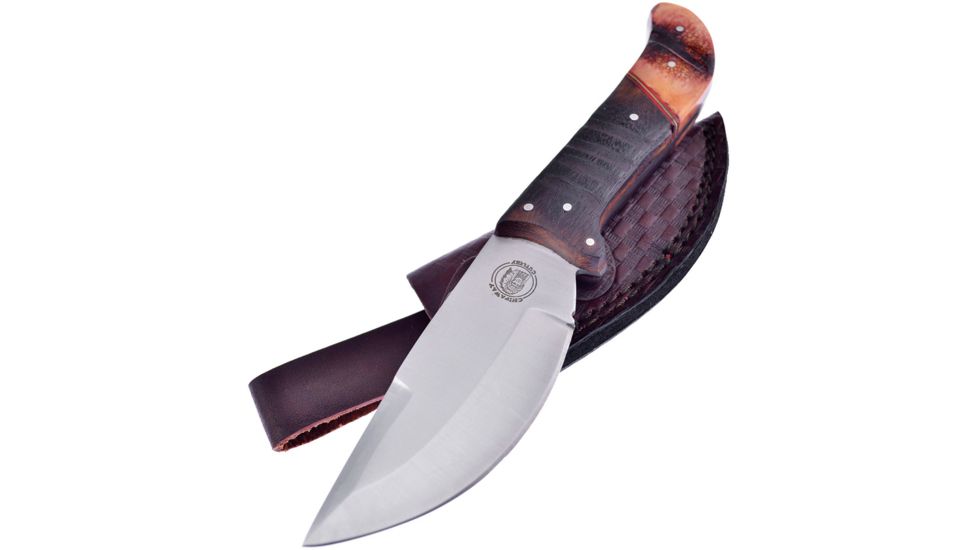 Frost Cochise Spirit Bowie Fixed Blade Knife, 4in, Stainless Steel, Standard Edge, Satin, Wood and Bone Handle FCW356