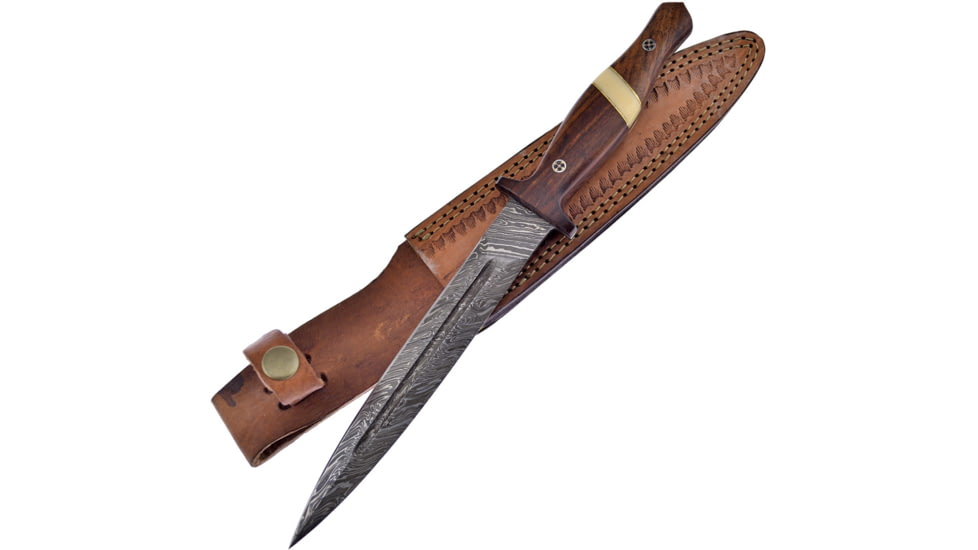 Frost Dagger Rosewood Knife, 7 Damascus steel dagger blade, Rosewood handle with white bone onlay, VFD-33RWSB