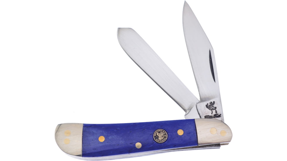 Frost Dog Leg Trapper Whitetail Cutlery Folding Knife, Blue, Blue smooth bone handle, WT-975BLSB