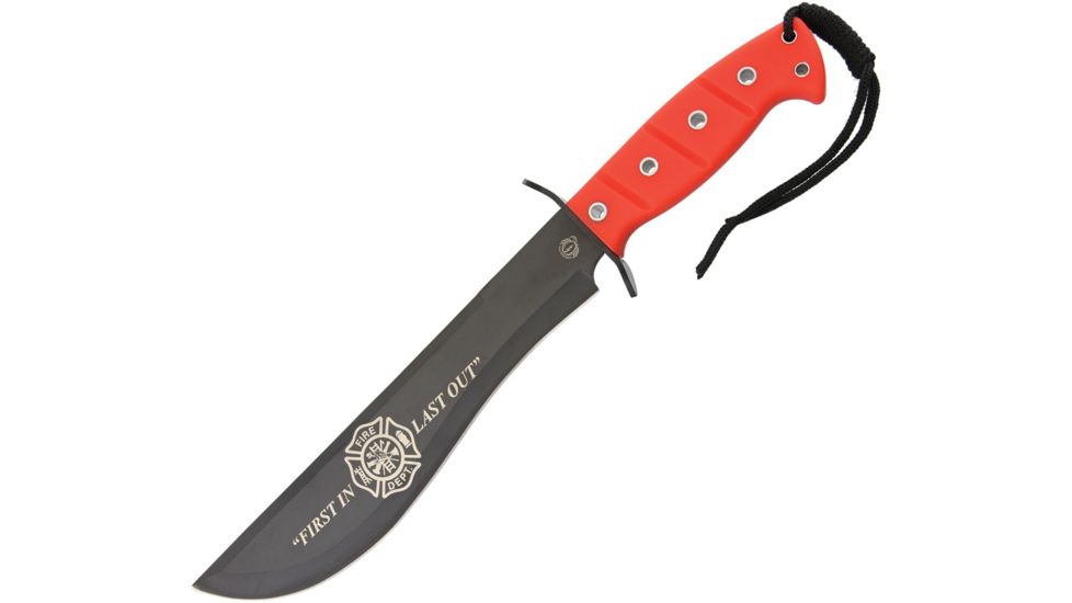 Frost Firefighter Skinner Fixed Blade Knife, 10in, Red, Rubber Handle FQS580FF