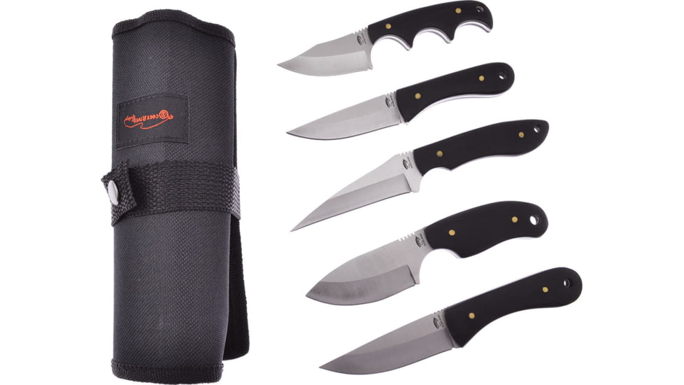 Frost Hunting Knife Set, Satin Finish 3Cr13 Stainless Hunter/Skinner Blade, Black Pakkawood Handle, Nylon Sheath, OC-01BPW
