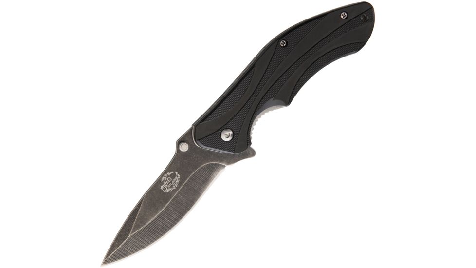 Frost Ironhorse Linerlock A/O Black Folding Knife,3.5in,Stainless Steel,Standard Edge,Black Synthetic Handle FCPIH724B