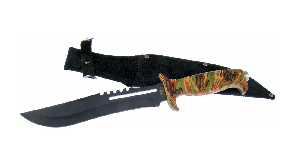 Frost Jungle Fever III Bowie Fixed Blade Knife, 8.25in, Sawback, Camo, Composition Handle F18432CA