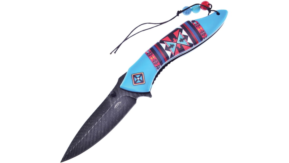 Frost Linerlock A/O Blue Folding Knife, 3.5 black stonewash finish 3Cr13 stainless blade, Blue ABS handle, OC-534F/BL