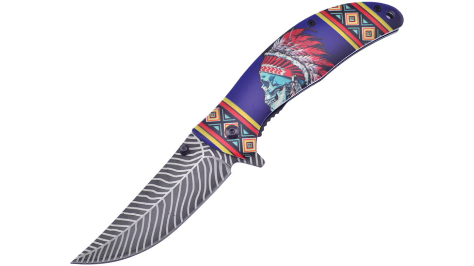 Frost Linerlock A/O Blue Folding Knife, 3.5 stainless clip point blade, Blue synthetic handle, FC-54BL