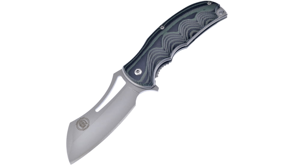 Frost Linerlock A/O Green Micarta Folding Knife, 3.5 satin finish stainless blade, Black and green sculpted micarta handle, CW-093GN