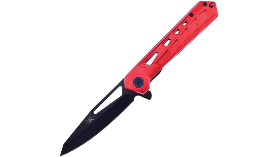 Frost A/O 3Cr13 Folding Knife, 4.75in Closed, 3.75in Black Coated 3Cr13 Stainless Blade, Red Aluminum Handle, TX-57R
