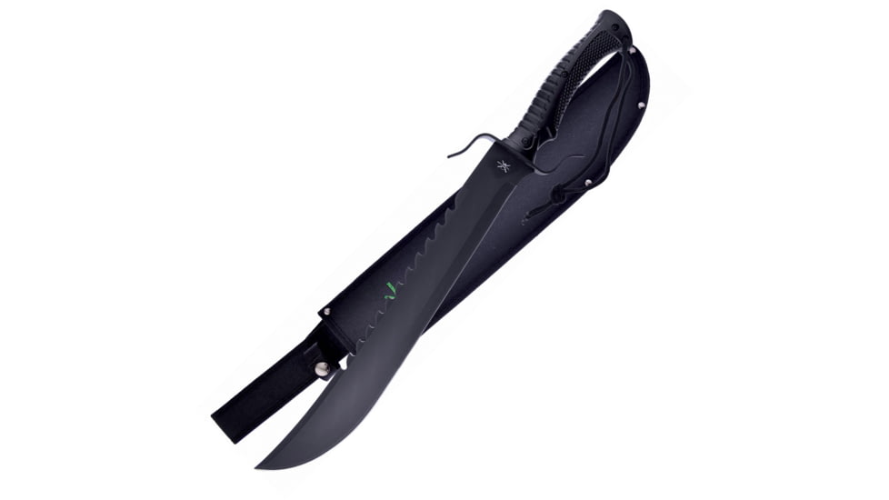 Frost Machete Knife, 18 black finish sawback stainless blade, Black ABS handle, TX-16B