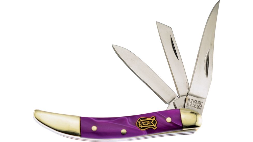 Frost Miller Brothers 3 Blade Peanut Folding Knife,Purple,Composition Handle FMBS109GA3