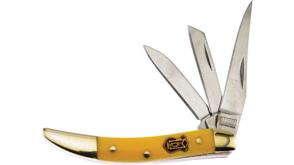 Frost Miller Brothers 3 Blade Peanut Folding Knife,Yellow,Composition Handle FMBS109Y3