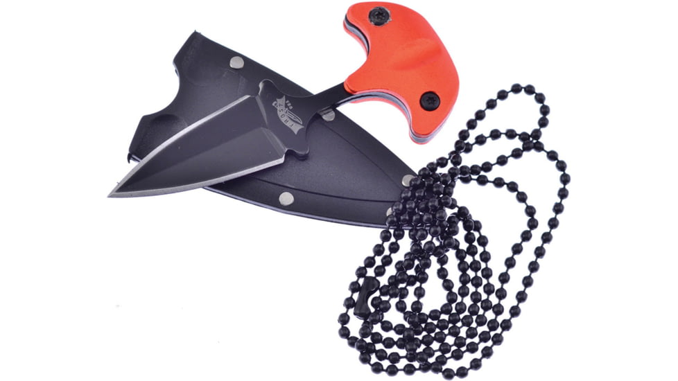 Frost Neck Knife Coyote Orange, 1.63 black finish double edge stainless dagger bl, Orange aluminum handle, FC-96OR