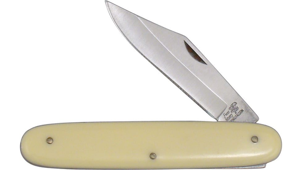 Frost Novelty Folder Ivory Folding Knife, 2.25 satin finish stainless clip blade, Ivory plastic handle, 15-021IV