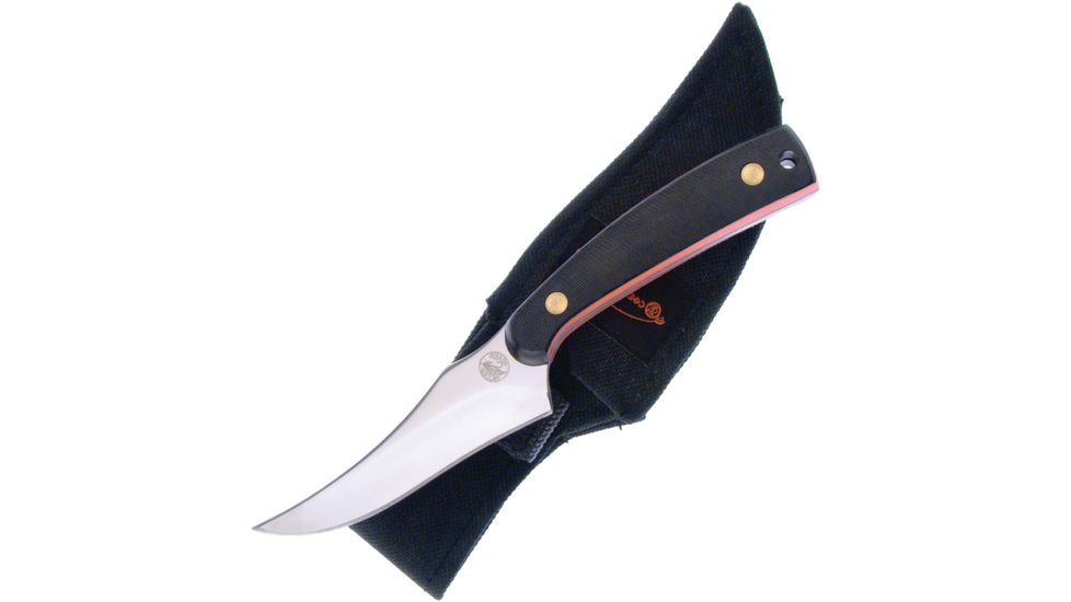 Frost Ocoee Skinner with Sheath Fixed Blade Knife, 3.25in, Stainless Steel, Standard Edge, Mirror Polish, Black, Synthetic Handle FOC534BD