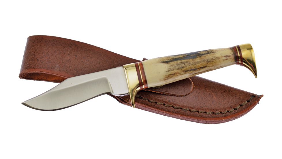 Frost Oval Small Bowie Deer Stag Fixed Blade Knife, 6in, 2.5in, Deer Stag Handle FWT927DS