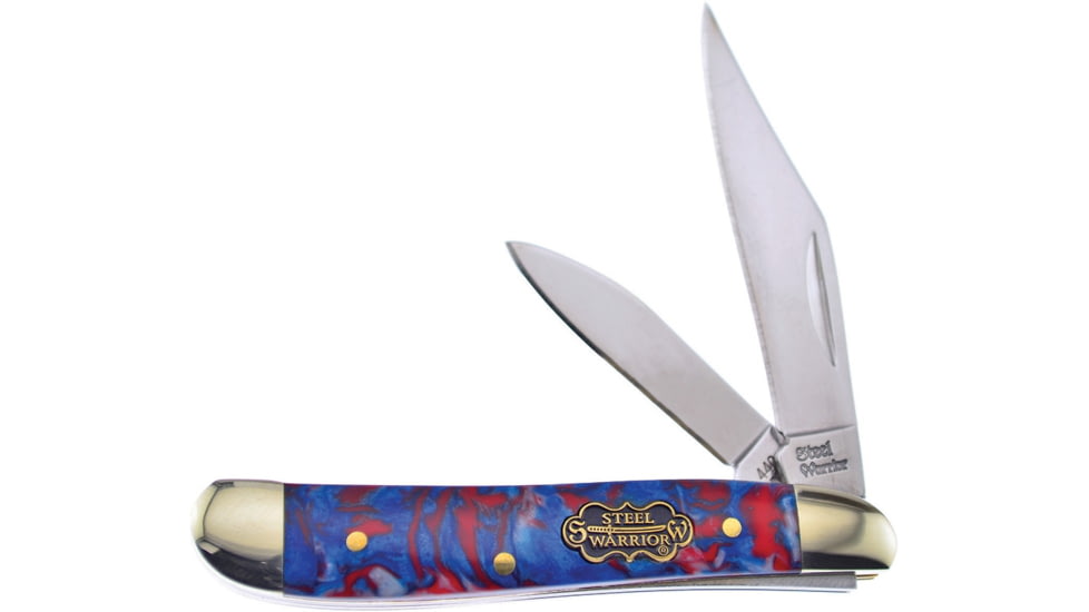 Frost Peanut God Bless America Folding Knife, Mirror SS Clip And Pen Blades, Red, White, Blue Corelon Handle, SW-107GBA