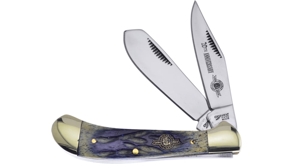 Frost Saddlehorn 20th Annversary Folding Knife, Satin finish stainless clip and spey blades, Gray pick bone handle, CW-111GY/20