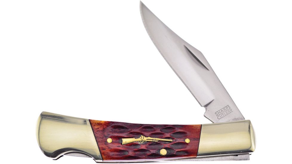 Frost Sharps Barracuda Lockback Folding Knife,Stainless Steel,Standard Edge,Mirror Polish,Brown,Bone Handle FSHP100BRJB
